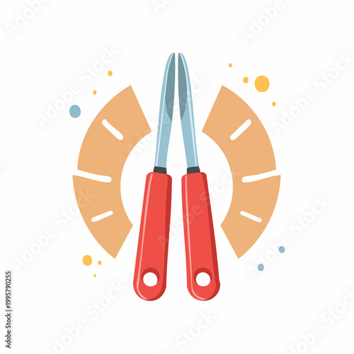 Illustration of Garden Shears with Decorative Elements