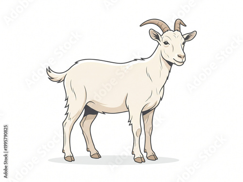 elegant goat vector illustration with line art and soft fill on white background representing premium eid al adha festive branding and design concept