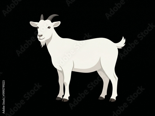 minimal flat vector illustration of white goat on black background representing eid al adha festival livestock symbol and modern design concept