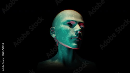 A hollow mannequin style humanoid clone in the darkness.