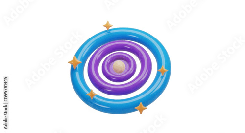 Vector illustration of 3d spiral galaxy with stars on a transparent background