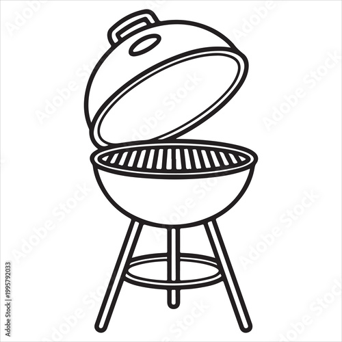 Classic charcoal grill with lid opened