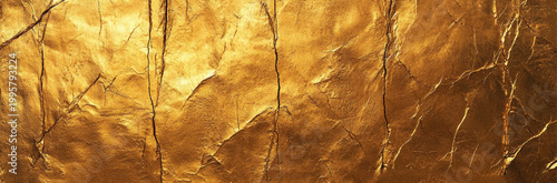 Elegant Metallic Gold Wall Texture. Close-up of Distressed Gold Foil for Artistic Wall Art