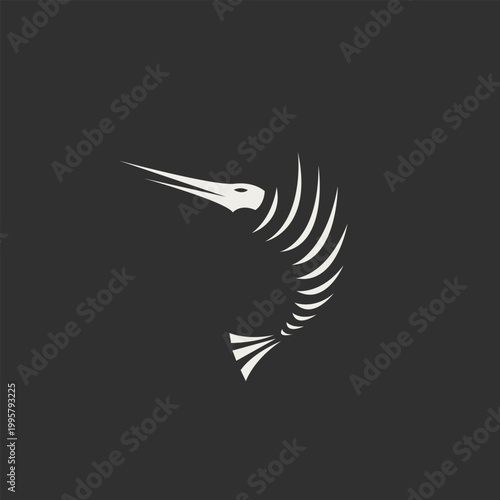 Marlin bones white on black background vector stock graphic illustration design. Bones Marlin logo