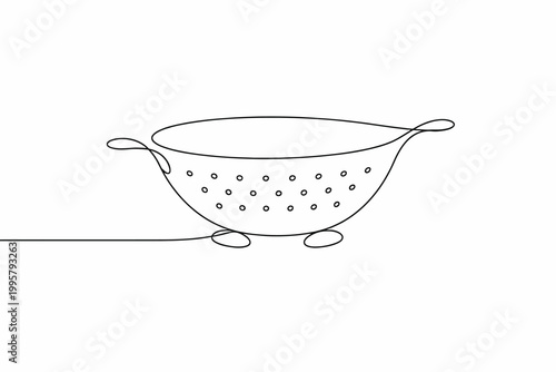 Single-line art: minimalist colander drawing with elegant design