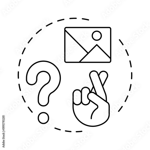 False context blue gradient concept icon. Digital information, social marketing. Question mark. Round shape line illustration. Abstract idea. Graphic design. Easy to use in article, blog post