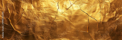 Golden Stone Wall Texture Background. Textured Gold Wall with Natural Cracks