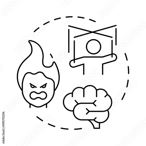 Emotional manipulation blue gradient concept icon. Psychological control. Cognitive processing. Round shape line illustration. Abstract idea. Graphic design. Easy to use in article, blog post