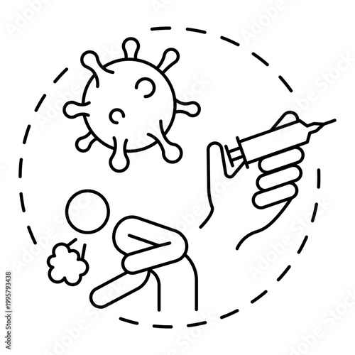 Viruses blue gradient concept icon. Illness symptoms, antiviral medications. Disease microorganisms. Round shape line illustration. Abstract idea. Graphic design. Easy to use in brochure, article