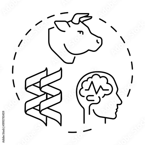 Prions blue gradient concept icon. Infectious proteins, neurodegenerative diseases. Genetic material. Round shape line illustration. Abstract idea. Graphic design. Easy to use in brochure, article