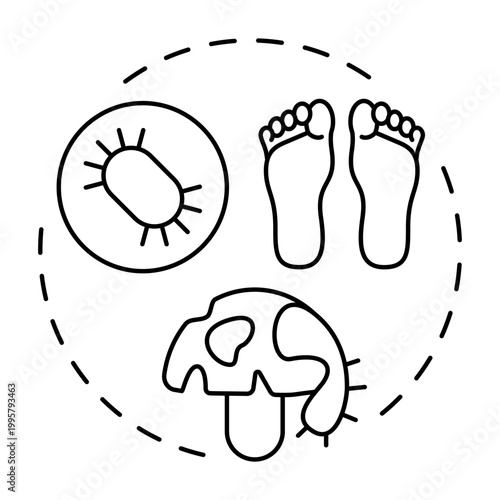 Fungi blue gradient concept icon. Systemic infection, personal hygiene. Foot health, microorganism growth. Round shape line illustration. Abstract idea. Graphic design. Easy to use in brochure