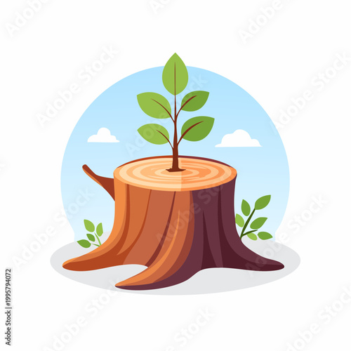 New Growth Sprouting from Tree Stump