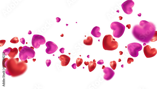 red and pink hearts flying dynamic wave pattern  Features soft lighting shadows and depth of field effects Perfect Valentine's Day Mother's Day