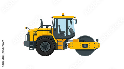 Heavy Road Roller Compactor Construction Vehicle Illustration