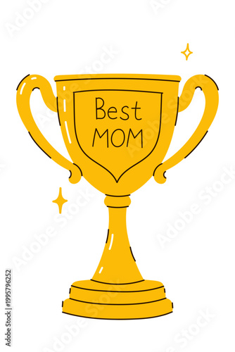 Fotografie Golden cup for the best mom. Vector graphics