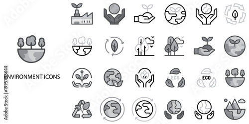 Environment simple concept 24 Grew color icons set .Vector illustration.
