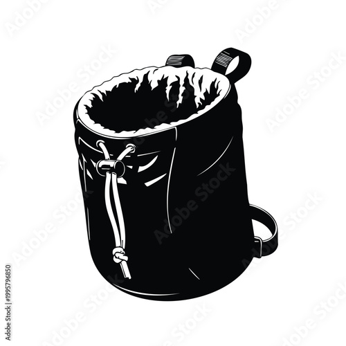 Rock climbing chalk bag silhouette set bundle for sports equipment.