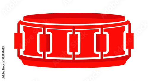 Red Snare Drum Silhouette Icon, Music Instrument Graphic
