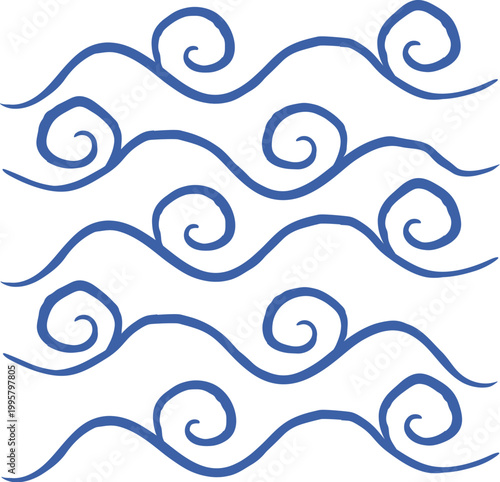 Wave Swirl Seamless Pattern Line Art