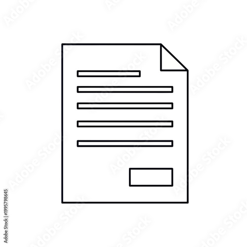 invoice bill outline icon, black and white single line vector, clean stroke payment document symbol, isolated flat design