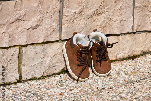 Baby shoes drying in the sun