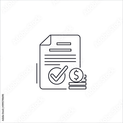 Loan Approval Outline Icon – Minimal Black and White Banking Vector