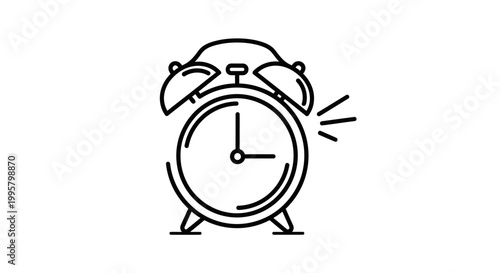Simple line drawing of an alarm clock.