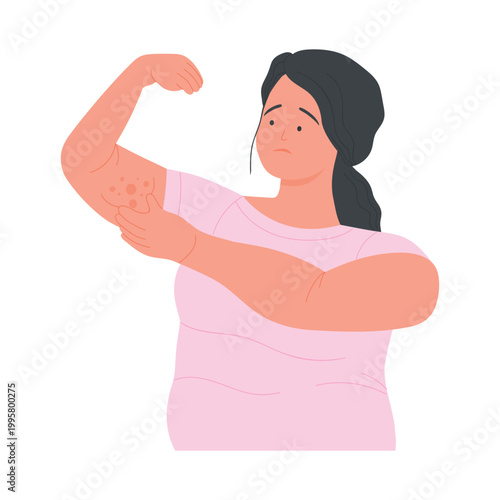 Sad obese woman. Unhappy overweight lady, weight loss program cartoon vector illustration