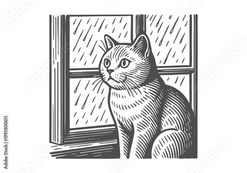 British Shorthair Cat hand dr...