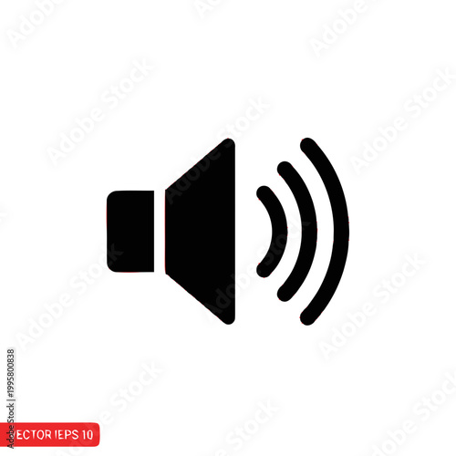 Black speaker icon with sound waves.