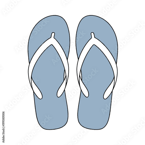 Blue flip flops with white straps.