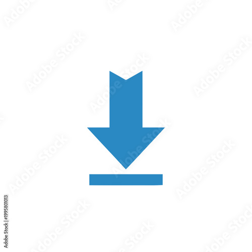 Blue Download Arrow Icon Symbol.