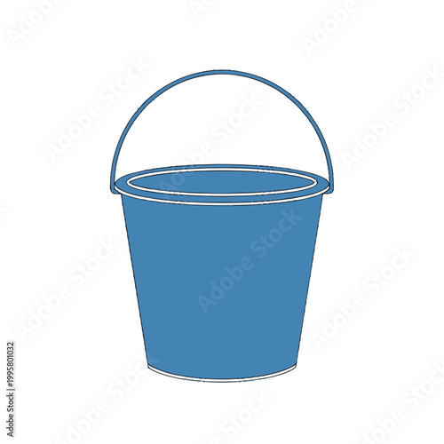 Blue metal bucket with handle.
