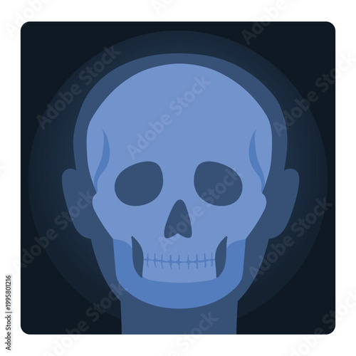 Xray shot of human head. Medical skull test, body skeleton radiography cartoon vector illustration