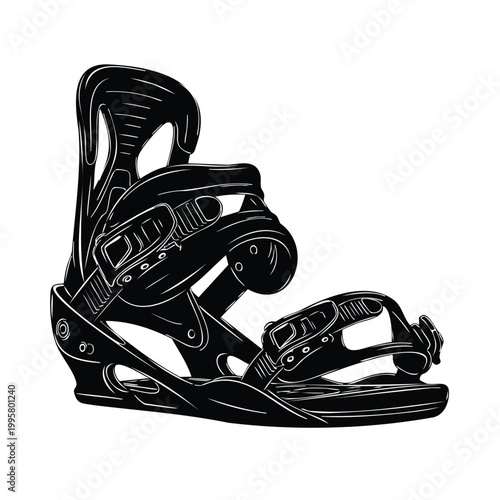 Snowboard binding silhouette set bundle for winter sports recreation.