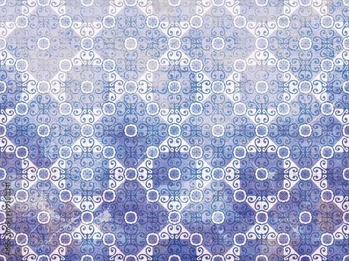 Blue and white old distressed cottagecore wallpaper background