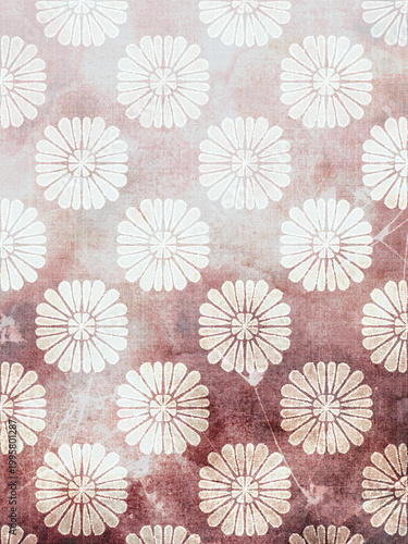 Vintage daisy grunge wallpaper background in terracotta rust