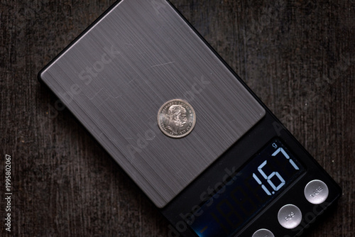 Photography 1868 Francis Joseph I Mule 10 Kreuzer Silver Coin on Digital Scale