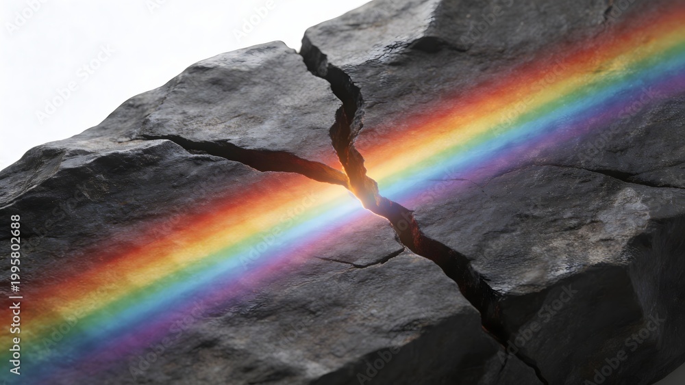 Obraz premium Rainbow through rock crack