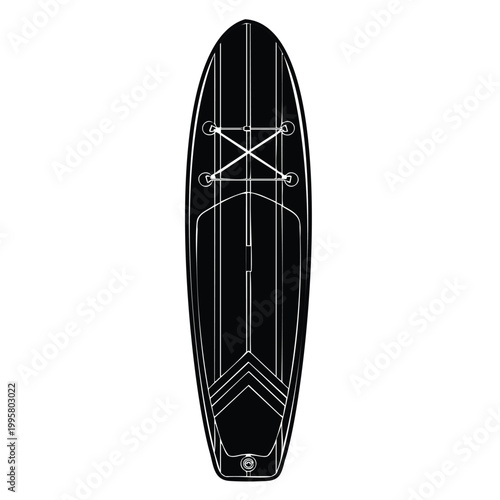 Stand up paddleboard silhouette set bundle for water sports.