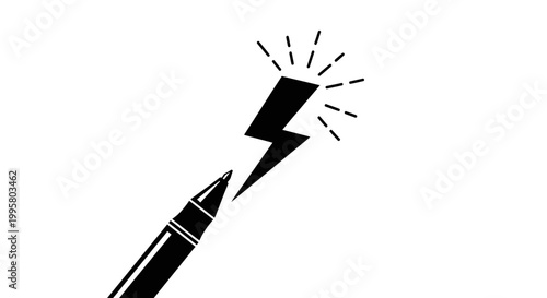 Konstfotografi Idea Lightning Bolt Symbol from Pen Tip, Creativity Concept