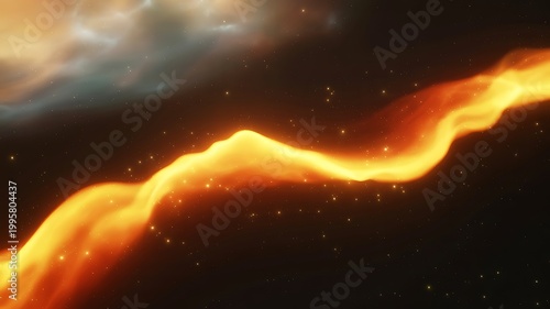 Abstract digital artwork depicting a glowing nebula of fire and light amidst a starry cosmic space