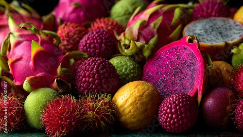 Dragon Fruit Centerpiece with Assorted Exotic Fruits