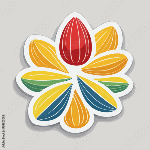 Stylized Flower Petal Design with Red Center