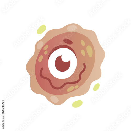 Cartoon comic germ disease microorganism, kawaii microbe pathogen bacteria virus with funny face isolated on white