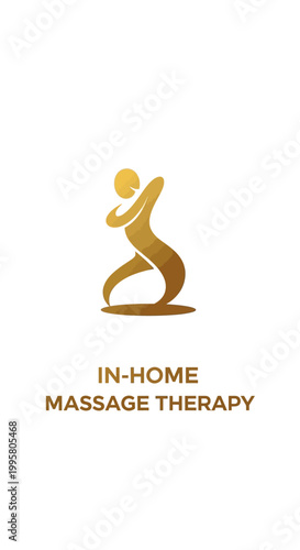 Golden abstract figure representing in-home massage therapy services.