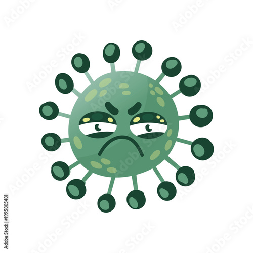 Cartoon comic germ disease microorganism, kawaii microbe pathogen bacteria virus with funny face isolated on white
