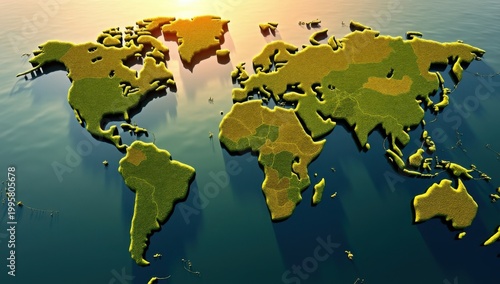 Campos agrícolas que forman un mapa del mundo