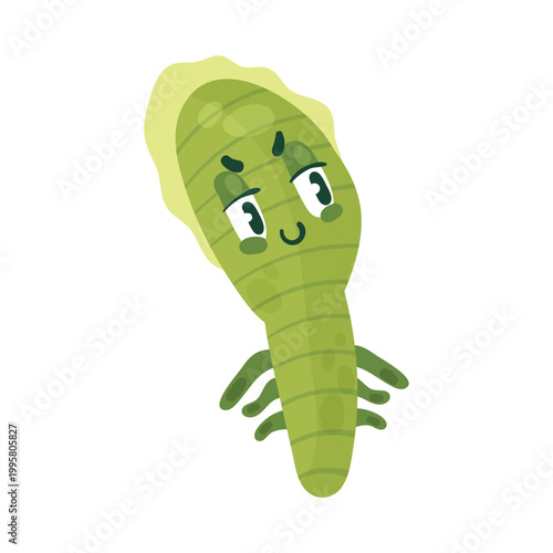 Cartoon comic germ disease microorganism, kawaii microbe pathogen bacteria virus with funny face isolated on white