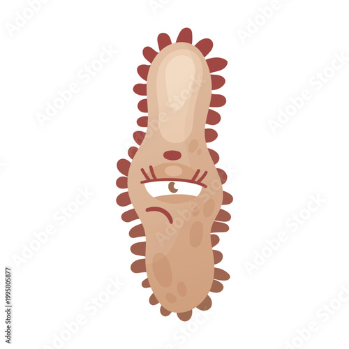 Cartoon comic germ disease microorganism, kawaii microbe pathogen bacteria virus with funny face isolated on white